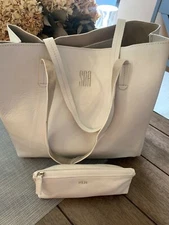 Mark and Graham Women's New Beige Leather Handbag Purse Tote 