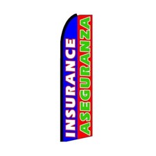 Insurance Aseguranza Swooper Flutter Feather Flag  3ft W x 11.5ft Tall