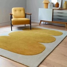 Modern Yellow Tufted Carpet Handmade 100  Wool Area Rug For Living Room 5x8 ft
