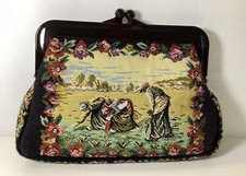 Vtg 1950's Walborg Tapestry French Country Tapestry Woven Clutch Bag