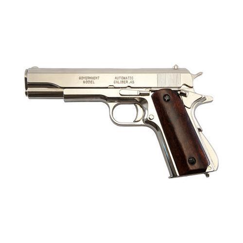 Denix Replica M1911A1 Nickel Finish Wood Gripped Government Automatic Pistol - Picture 2 of 2
