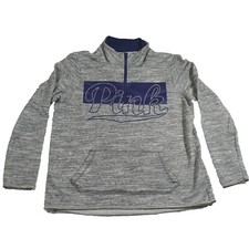 Victorias Secret PINK 1/4 Zip Sweatshirt Heather Gray/Graphic Blue Logo Medium