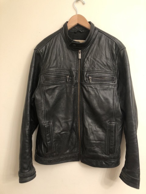 michael kors black leather moto jacket