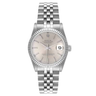 Ladies Rolex DateJust 31mm Midsize Steel Wristwatch w/Silver Dial & Fluted Bezel