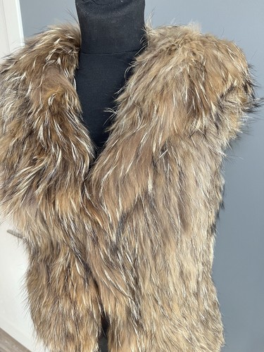 YVES SALOMON Finn Raccoon FUR VEST Designer Size 34 US XS/S/M - Picture 4 of 16