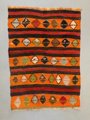 Small Vintage Turkish Kilim Rug 113x84 cm Wool Kelim
