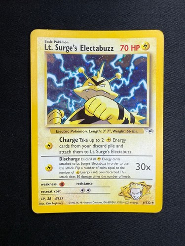 Pokemon Lt. Surge Electabuzz 6/132 Gym Heroes Rare Holo Unlimited Wizards ENG