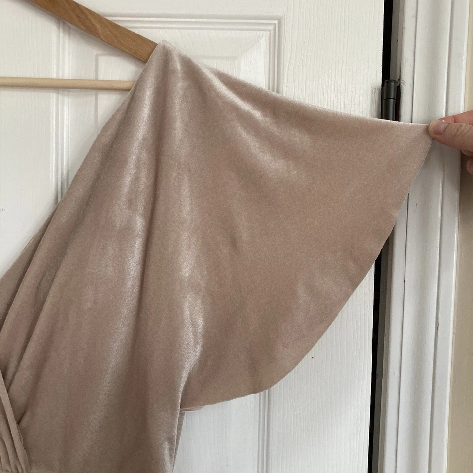 Vestido BHLDN Jenny Yoo Ellis Manga Acampanada Espalda Abierta Elastizado Terciopelo en Prosecco Foto 4 de 4