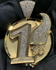 1.60Ct Lab Created Diamond Round Men's Customized Pendant 14K Yellow Gold Plated