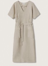 Mango Belt linen dress beige size M
