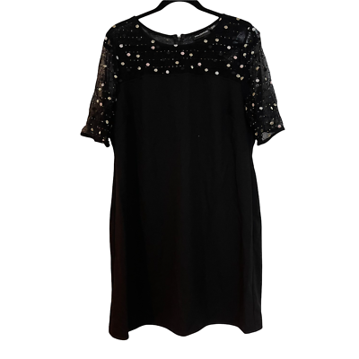 Nina Leonard Women's Black Mesh-Yoke Swing Dress Size X-Large | eBay