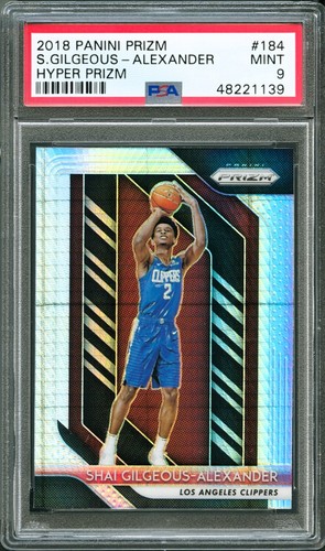 2018-19 Prizm #184 Shai Gilgeous-Alexander HYPER PRIZM ROOKIE RC PSA 9 MINT OKC - Picture 2 of 3