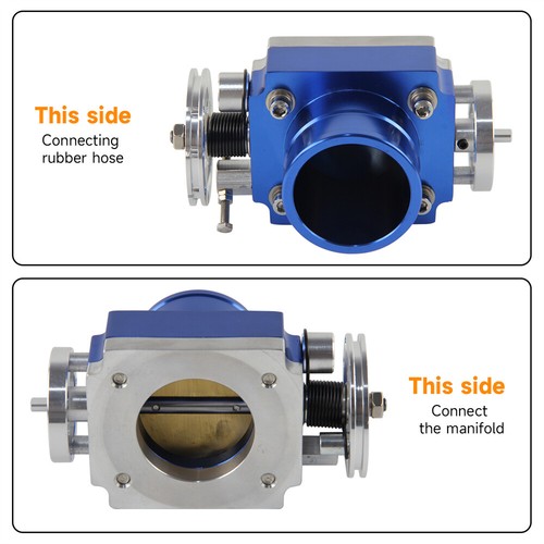 60mm Universal Aluminum Throttle Body VQ35TPS Intake Manifold Billet Blue - Picture 3 of 11