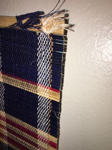 8 Colorful 18” x 12” Bamboo Straw Reed Place Mats Red Blue Tan: Used But Useful - Picture 4 of 12