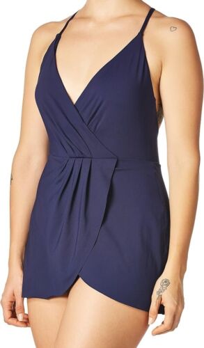NWT Anne Cole Size 14 1pc Swimsuit Swim Wrap Dress look $98 Navy T23MD610 - Picture 1 of 4