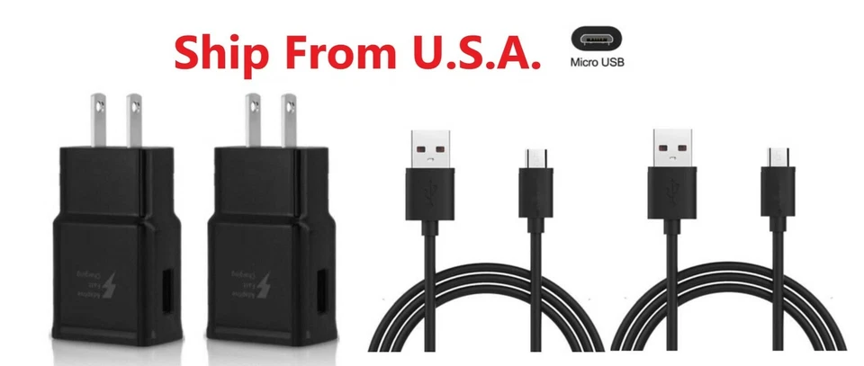 2x Fast Rapid Wall Charger+ Charging Cable Cord For Samsung Galaxy J3 J7 S6 / S7 - Image 2 of 4