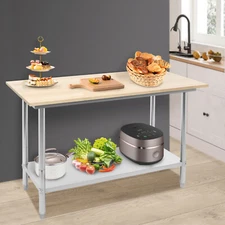 Oak Wood Top Work Table Workbench Work Table with Undershelf 500kg Load Capacity