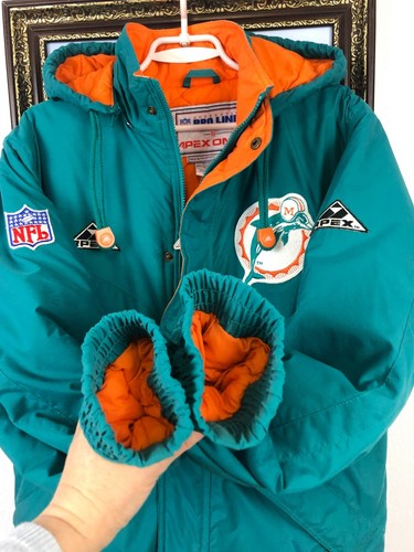 Vintage NFL Miami Dolphins Pro Line Bomber Jacket Rare Track Mens Green Size S - Picture 9 of 20