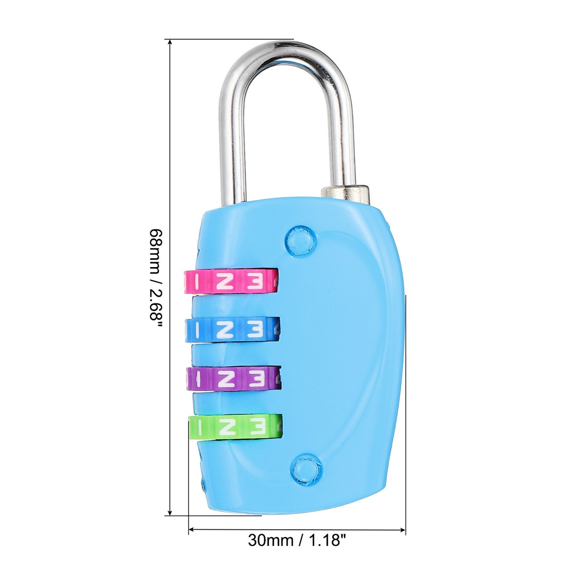 Combination Lock, 4 Digit Padlock Locker Lock, Blue with