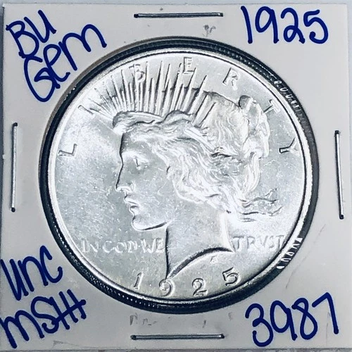 1925 BU UNCIRCULATED SILVER PEACE DOLLAR AUTHENTIC U.S. MINT FREE SHIPPING 3987