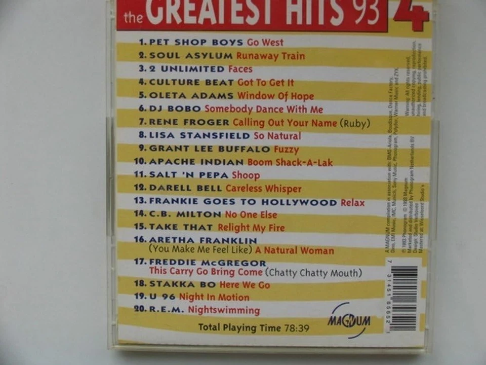 Various The Greatest Hits 93 - Vol.4 (CD) - Image 2 of 2