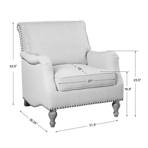 Uttermost Armstead Transitional Wood and Fabric Armchair in White/Brass - Picture 7 of 7