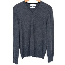 Calvin Klein Grey V-Neck Extra Fine Merino Wool Long Sleeve Sweater Size M