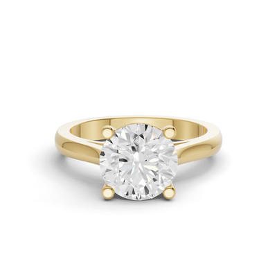 14K Yellow Gold 0.50CT Round Cut Lab Grown Diamond Cathedral Solitaire Ring