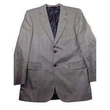 Jos A Bank Signature Gold Silk/Wool Houndstooth Blazer Sport Coat Men 42 LG Grey
