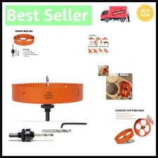 Durable 7 Inch Hole Cutter for Metal & Wood - Complete with Arbor and Drill Bit