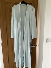M&S Light Aqua Floral Embroidered Lightweight Summer Cotton Dressing Gown 16/18L