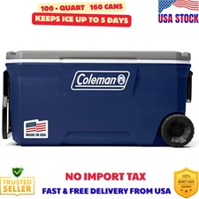 Coleman Classic Series Insulated Portable Wheeled Cooler,Ice up to 5 Days, 100qt