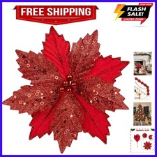 9'' Poinsettias Artificial Christmas Flowers 8PCS Silk Christmas Floral Picks...