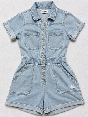 Show Me Your Mumu Cannon Romper Womens Medium Blue Denim Button Front