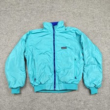 Vintage Patagonia Jacket Youth 8 Blue Teal Nylon Bomber Capilene Fleece USA