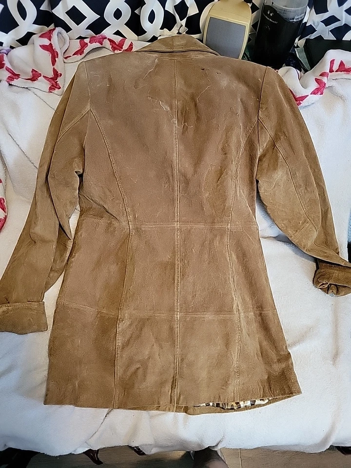 DENNIS BASSO~Chaqueta de Cuero Gamuza Lavable~ Marrón Talla S Foto 2 de 4