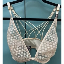 Victoria's Secret NWT LUXE Starburst Unlined Plunge Bra Pink Embroidered 32DDD