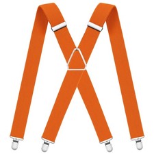 Mens Suspenders Adjustable Braces with 4 Strong Metal Clips Elastic X Back He...
