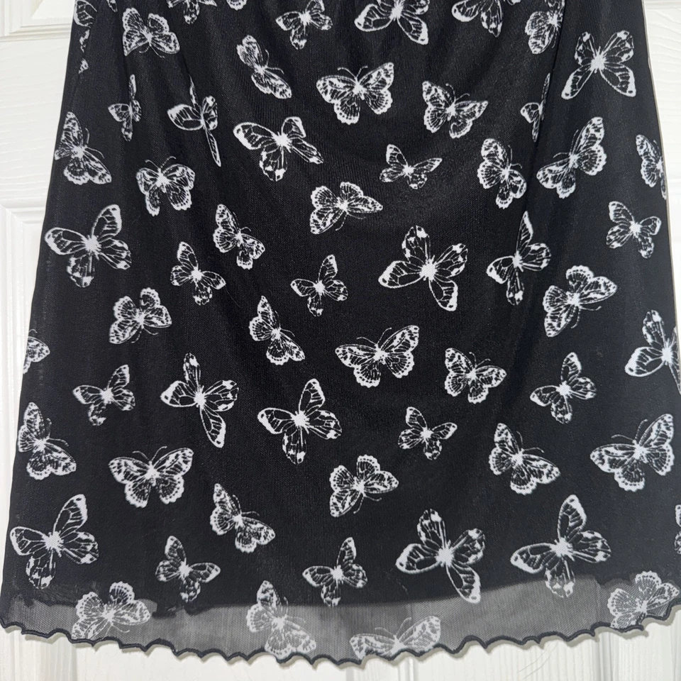 Minifalda Hollister Negra Malla Mariposa Ultra Alta Y2K Fiesta Club 90s Ambiente M Foto 3 de 4