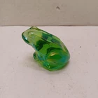 Vintage Fenton Vaseline/Uranium  Glass Frog Figurine Glows Under UV Light