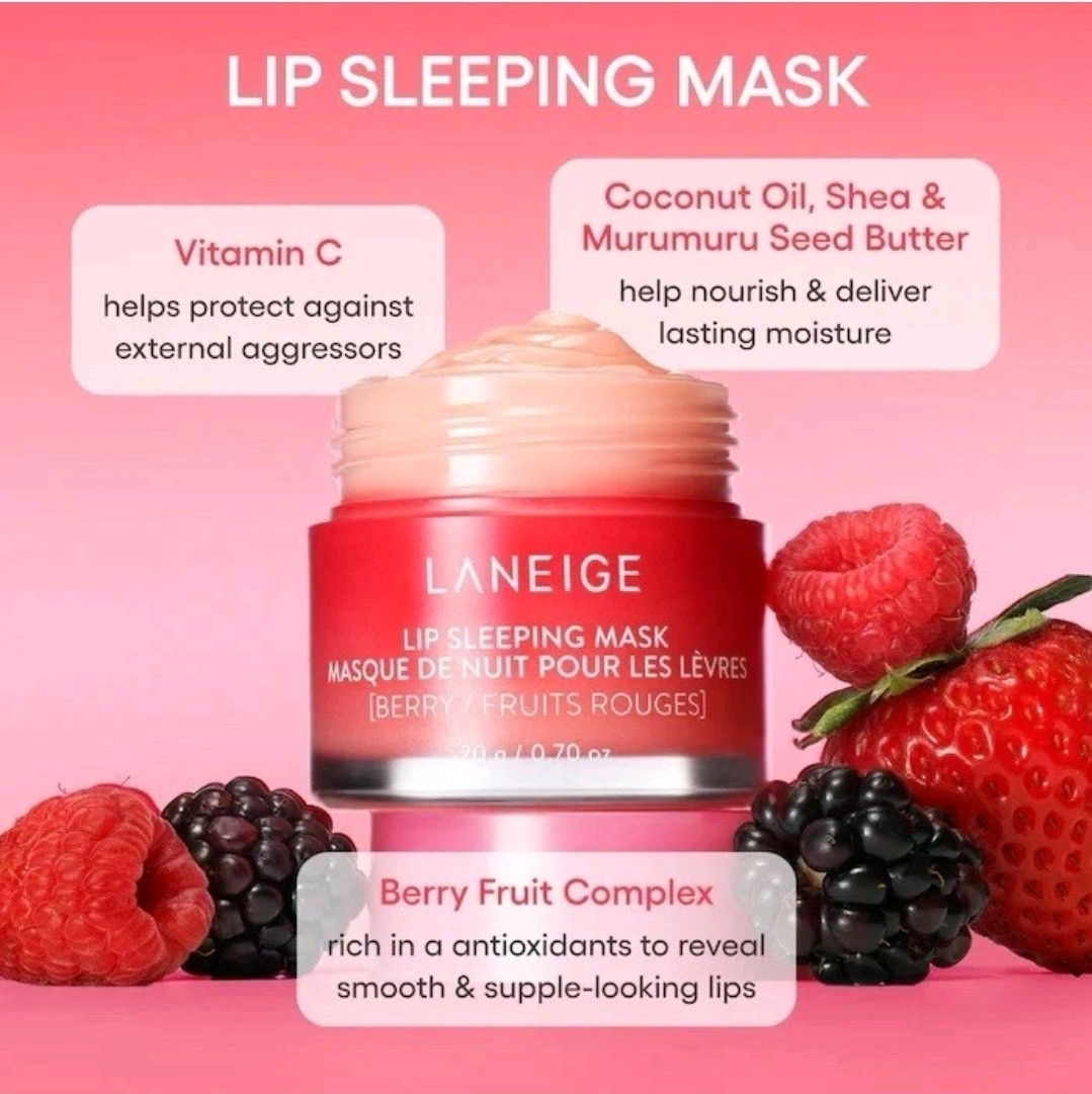 laneige lip sleeping mask nourish & hydrate with vitamin c Berry release moisturizing layer over