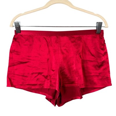 La Perla Red 100% Silk Sleep Shorts Womens Small S Side Button Luxury Lingerie