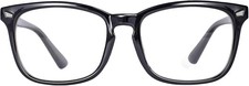 UV400 Blue Light Blocking Glasses for Men and Women - Stylish Shiny Black