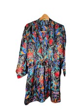 Victoria s Secret Gold Label Vintage Floral Satin Kimono Robe Size M/L