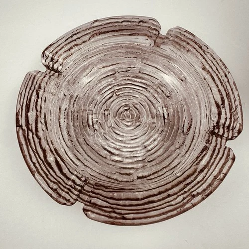 VTG Anchor Hocking Soreno Pink Glass Ashtray 6.25" Round Catch All Textured Bowl