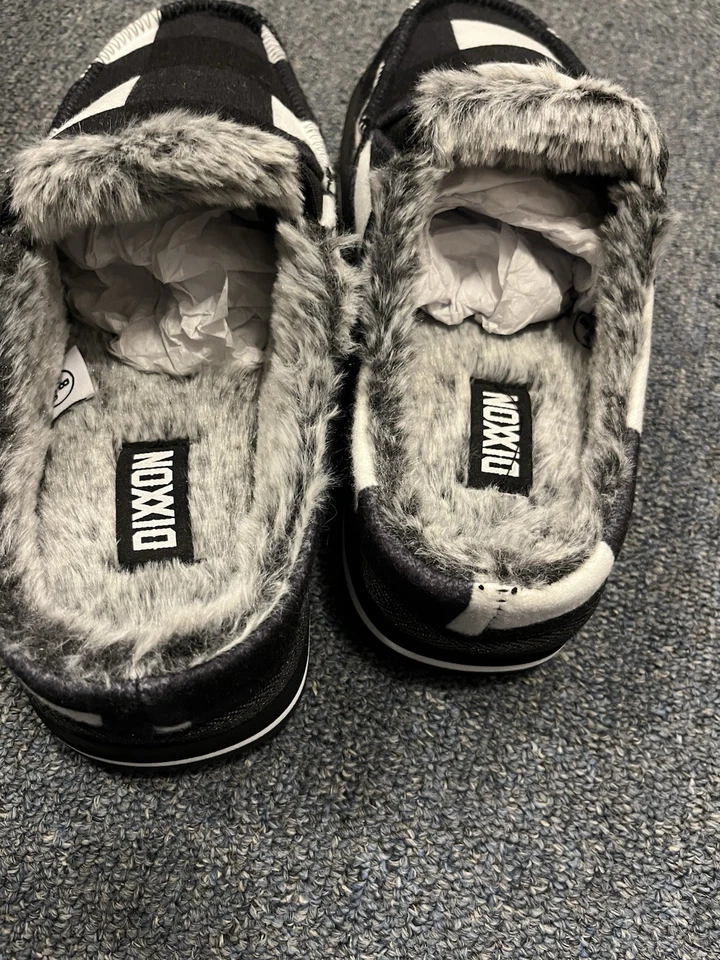 Zapatillas Dixxon de franela para mujer 8 negras blancas a cuadros - ¡NUEVAS! Foto 3 de 4