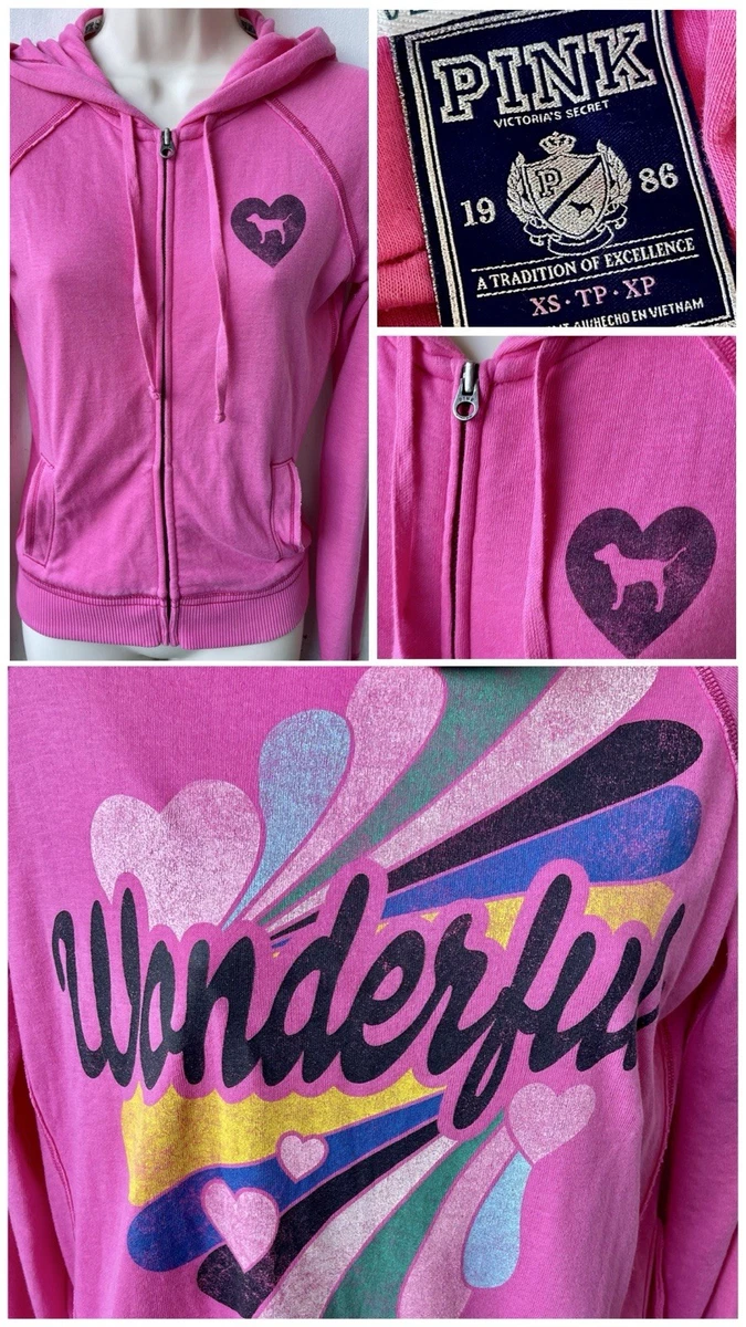 Sweat à capuche rose Victoria Secret zippé intégral gris Sweat à capuche rose Victoria Secret zippé intégral gris