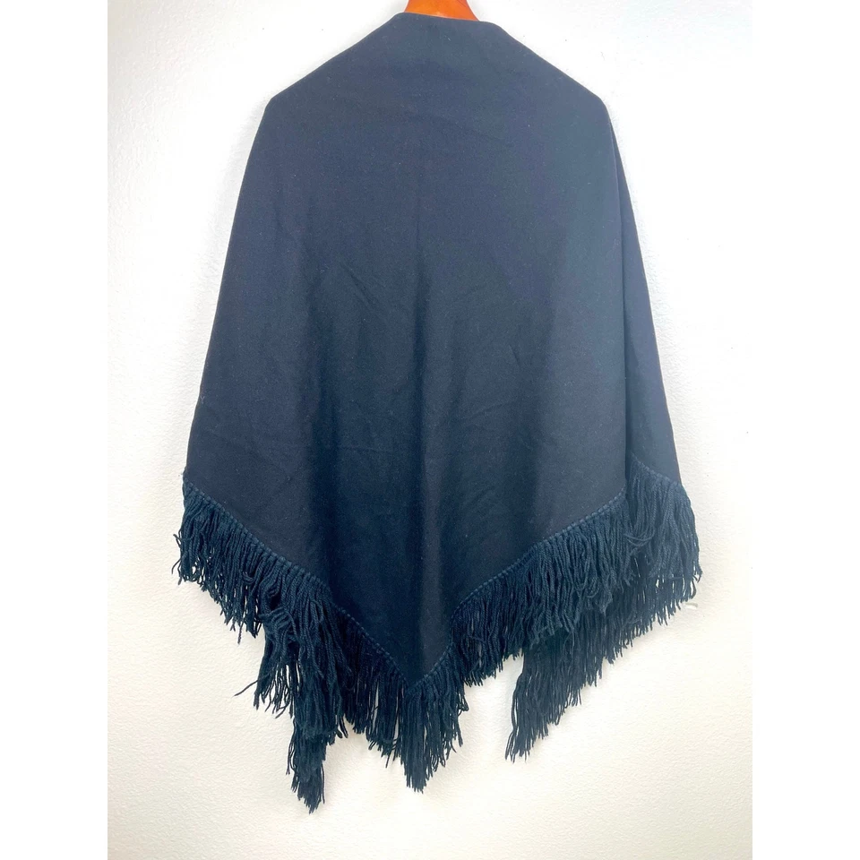 Mantón vintage hecho a mano para mujer XL lana flecos gran tamaño triángulo bruja boho  Foto 3 de 4