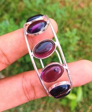 Garnet Gemstone 925 Sterling Silver Plated Cuff Bangle Handmade Jewelry