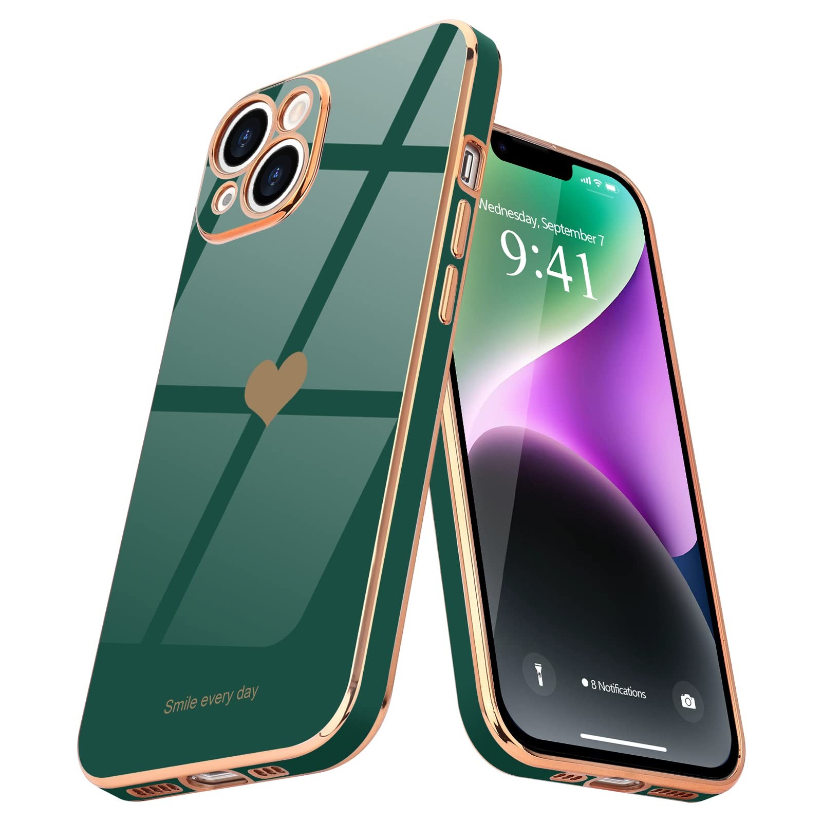 Coque iPhone 14 Plus en silicone TPU galvanisé or avec motif élégant